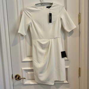 NWT White 3/4 Sleeve Ruched Dress Lulu's Size S